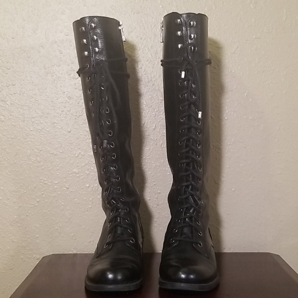 Vince Camuto military style tall lace up boots 7.5